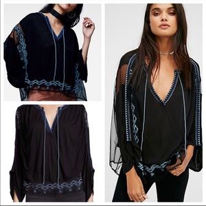 Free People Sheer Aztec Top